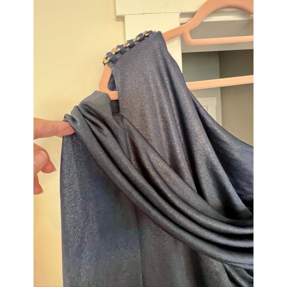 Lauren Ralph Lauren Women's Foil-Print One-Shoulder Dress French Navy Size 4 NWT - Picture 6 of 10